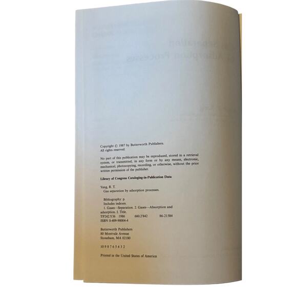 Gas Separation by Adsorption Processes Ralph T Yang 1987 Butterworths Hardcover - Picture 3 of 11